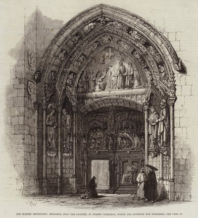 The Spanish Revolution, Entrance, from the Cloister, to Burgos Cathedral, where the Governor was murdered by Samuel Read